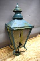 Large Green overpainted Reproduction Georgian Style Lantern. 42 inches tall. See photos S2