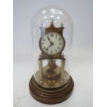 Gustav Becker Brass based Anniversary Clock under a Glass dome. Running order but no key present.