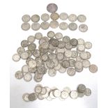 Large Selection of Pre 1946 UK Silver Coins together with a Victorian Crown.  Approx Weight 685