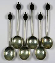 Set of Six Silver Coffee Bean Spoons. Each Hallmarked for Birmingham 1932. Total Weight 39.4g