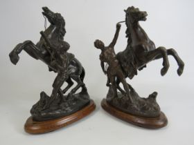 Pair of vintage spelter Marley horses sculptures which stand approx 31cm tall.