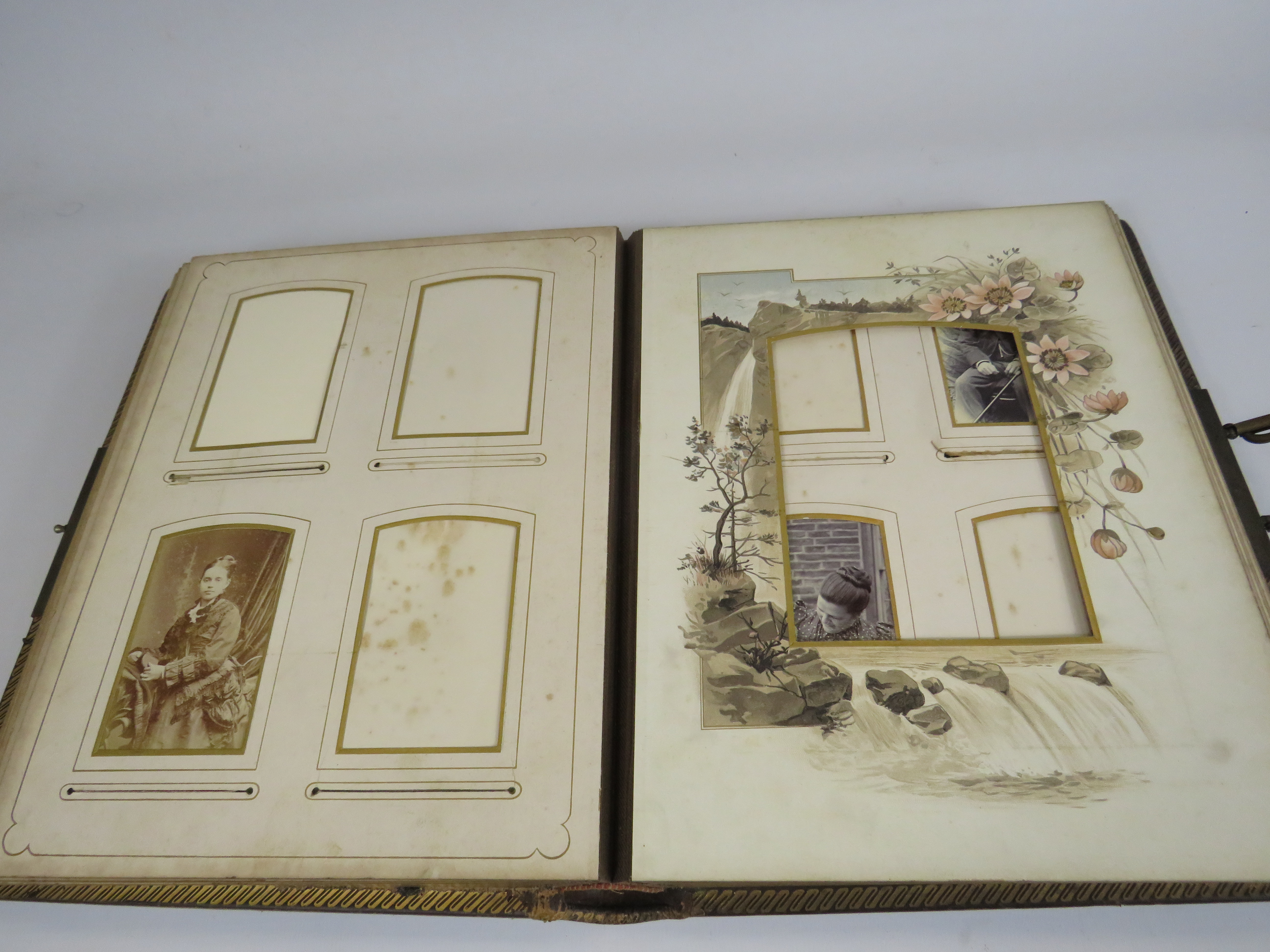 Antique leather photo album and a selection of antique photos, - Image 8 of 12