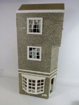 Tall narrow dolls house, 35.5" tall, 14" wide and 8.5" deep.