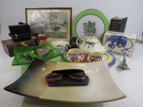 Mixed collectables lot including ceramics, Polaroid camera, Thelwell horse print etc.