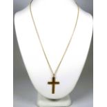 9ct Yellow Gold Crucifix hung on a 14 inch, 9ct Gold Chain.   Total weight 1.8g  see photos. 