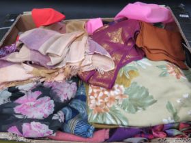 Box of various ladies scarves.