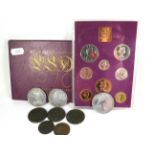 1970 Mint UK Coin set plus Victorian 1889 Crown, George IVth Crown 1891 together Marie Theresa restr