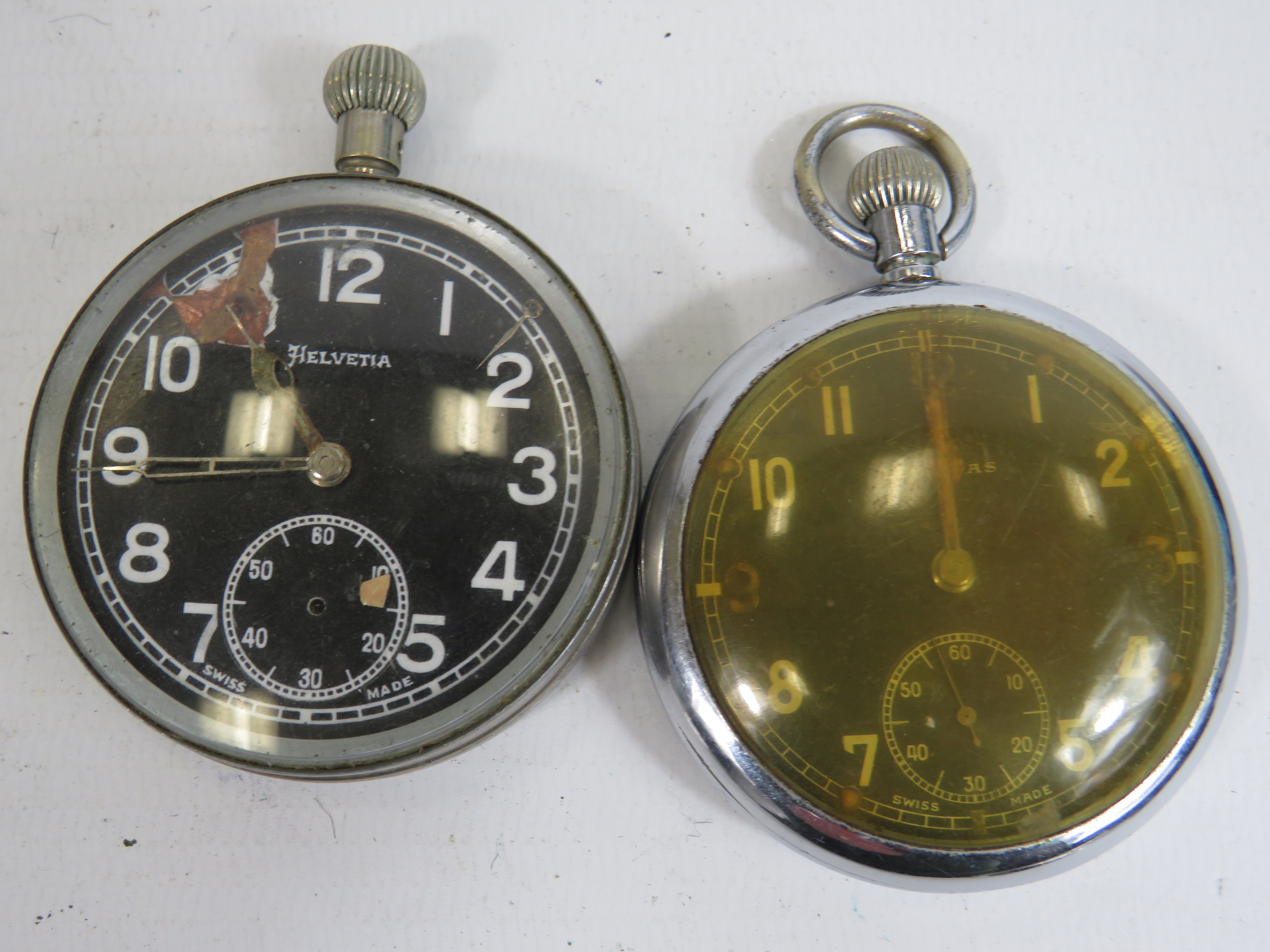 Gents Vintage WWII Era Military Issued Pocket Watches Hand-wind x 2     2114622
