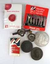 Vintage Royal British Legion badges, Georgian Penny. 1795 US Restrike coin. See photos.