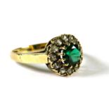9ct Yellow Gold Gemstone set ring in flower patter.   Finger size M-5    2.7g