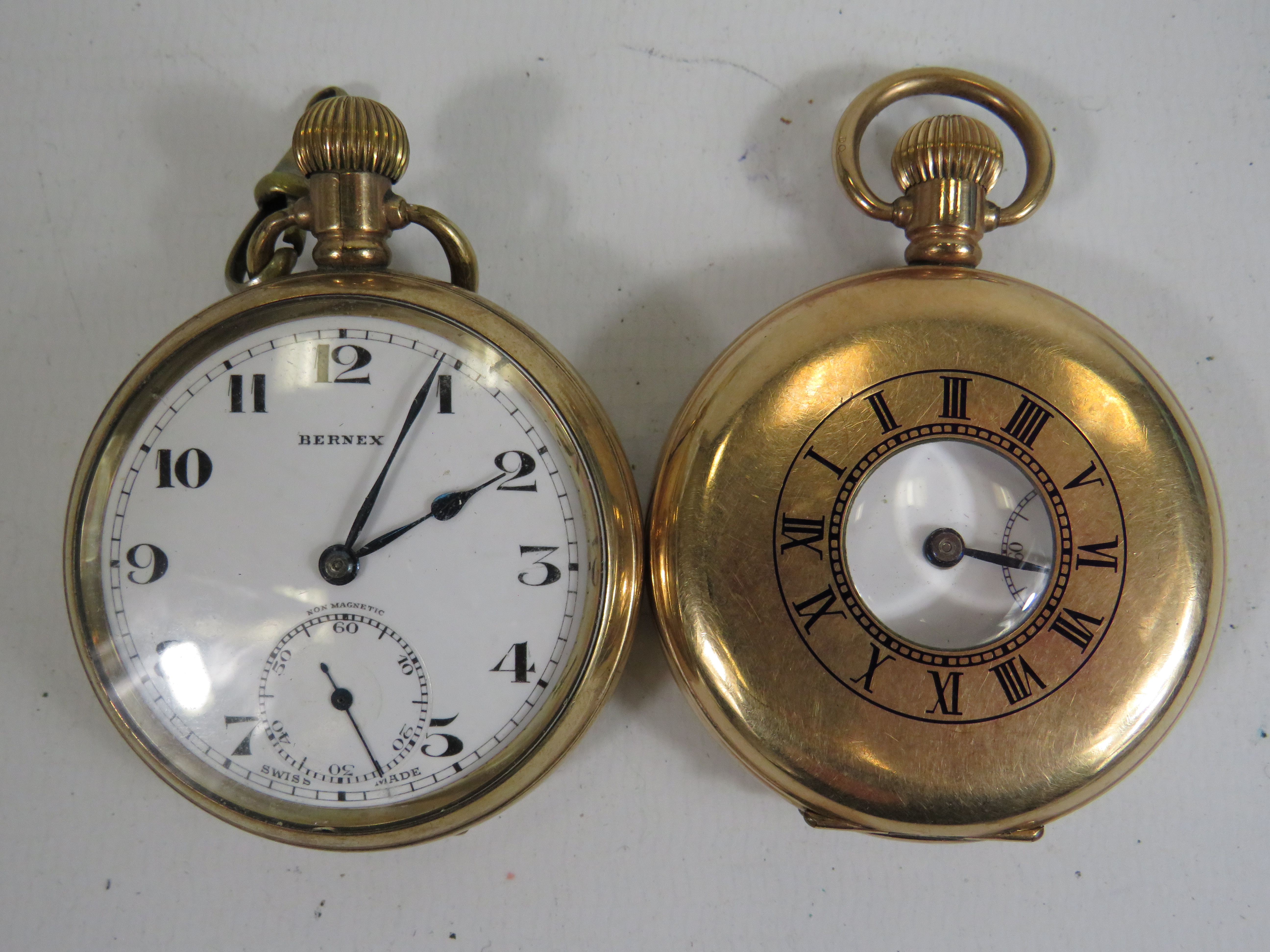 Gents Vintage Rolled Gold Pocket Watches Hand-wind Inc. Half Hunter Etc. x 2      406364