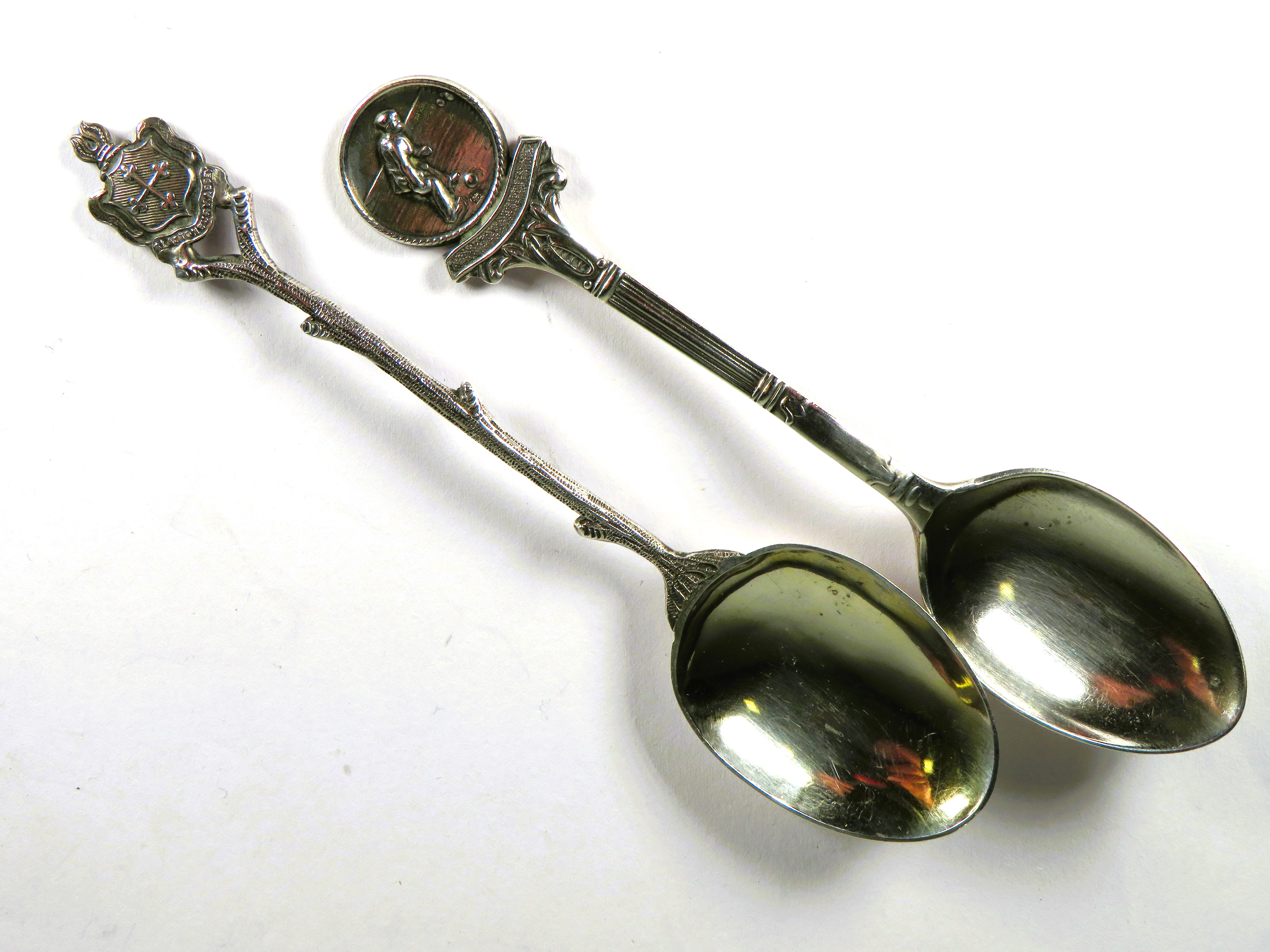 Two Interesting collectable Silver teaspoons.   Total weight 21.9g.  See photos.  - Image 2 of 3
