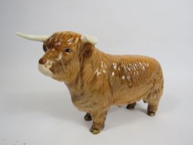 Beswick Highland Cattle bull figurine, approx 11.5cm tall & 21cm long.