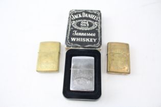 3 x Zippo Lighters Inc Vintage Jack Daniels Chrome Jim Beam Marlboro 96 Job Lot 549100