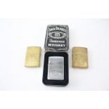 3 x Zippo Lighters Inc Vintage Jack Daniels Chrome Jim Beam Marlboro 96 Job Lot 549100