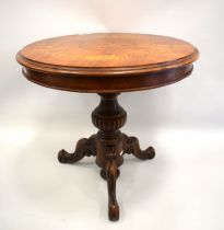 Reproduction Table on Tripod legs with marquetry inlay. Height 22 inches. See photos. S2