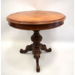 Reproduction Table on Tripod legs with marquetry inlay. Height 22 inches. See photos.   S2