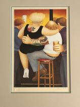 Beryl Cook Signed Lithograph, Limited Edition Number 656/850 published 1991 'Two on a Stool' Mo