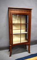 Display Cabinet with Satinwood stringing decoration… Measures Approx H:50 x W:24 x D:14 Inches. See