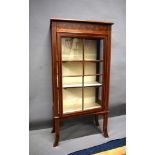 Display Cabinet with Satinwood stringing decoration… Measures Approx H:50 x W:24 x D:14 Inches. See 