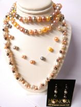 Two Honara Pearl Necklaces (18 inches) with 925 Silver Clasps plus one other with a 14ct Yellow Gol