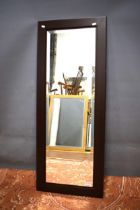 Darkwood modern mirror with bevelled edged glass. 50 x 20 inches. See photos. S2