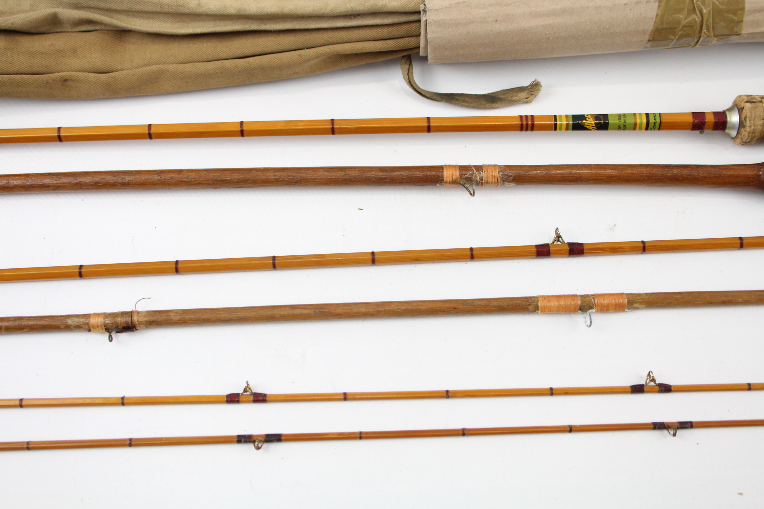 2 Vintage three pieces fishing rods, Split cane and wooden. - Image 6 of 7