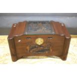 Small Oak and Camphorwood with oriental scenes. See photos.  S2