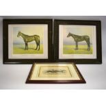 Three framed horse prints. Largest 16 x 17 inches. See photos.   S2