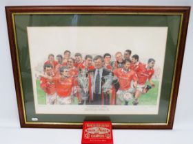 Ltd Ed 146/2250 Signed Print by Alan J Bolton Of the Manchester United 1994 Premiership and FA Champ