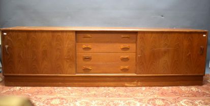 Norwegian Claussen & Son low Sideboard with two sliding front doors and four faux drawers to central