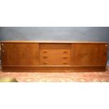 Norwegian Claussen & Son low Sideboard with two sliding front doors and four faux drawers to central