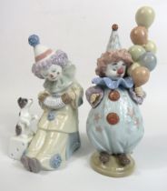 2 Lladro Clown figurines, the tallest 18.5cm. With boxes.