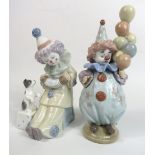 2 Lladro Clown figurines, the tallest 18.5cm. With boxes.