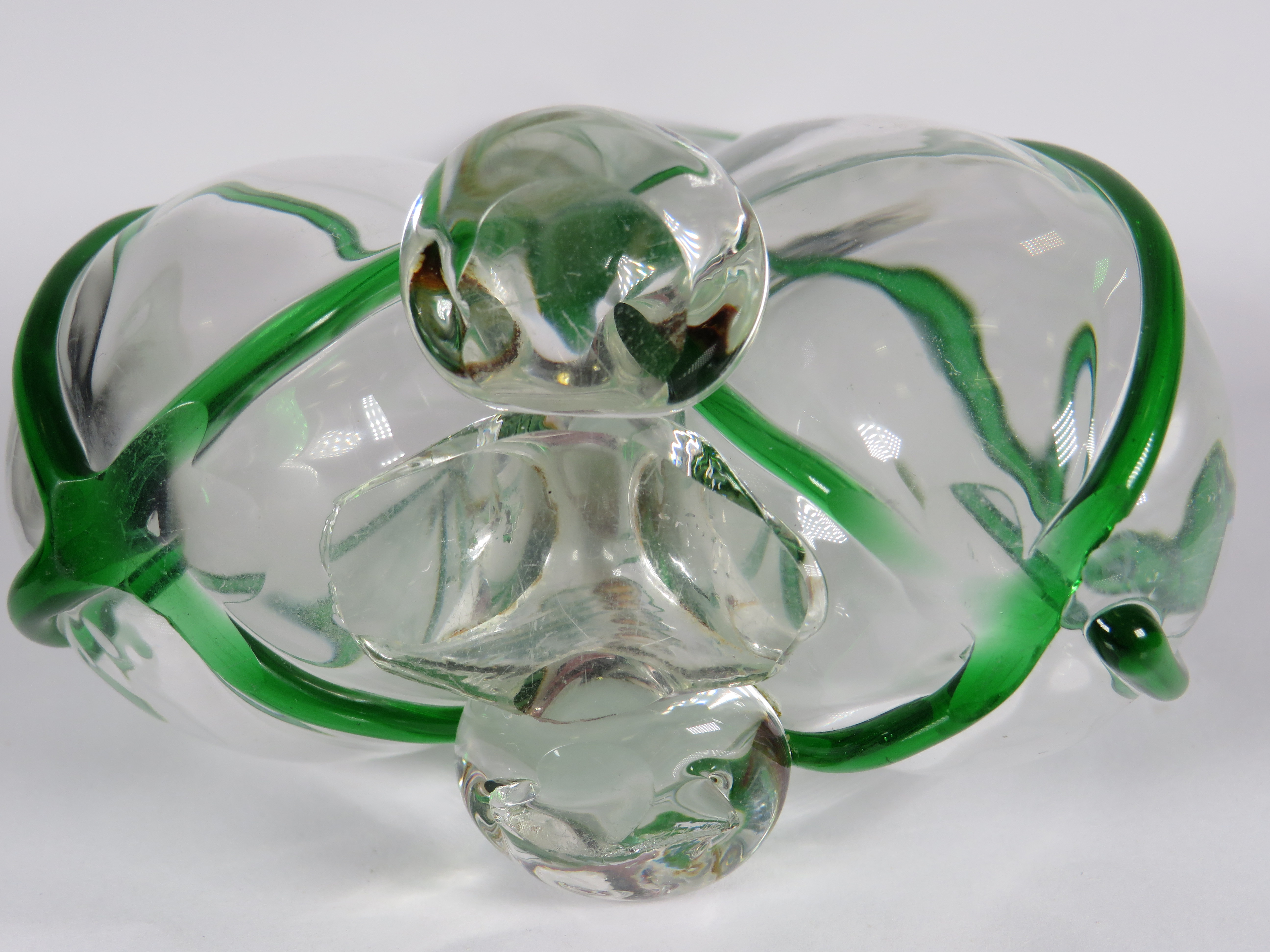 Pretty Green Tube lined Continental Glass Double Bud Vase with Silver collars. Hallmarked for Birmin - Image 4 of 5