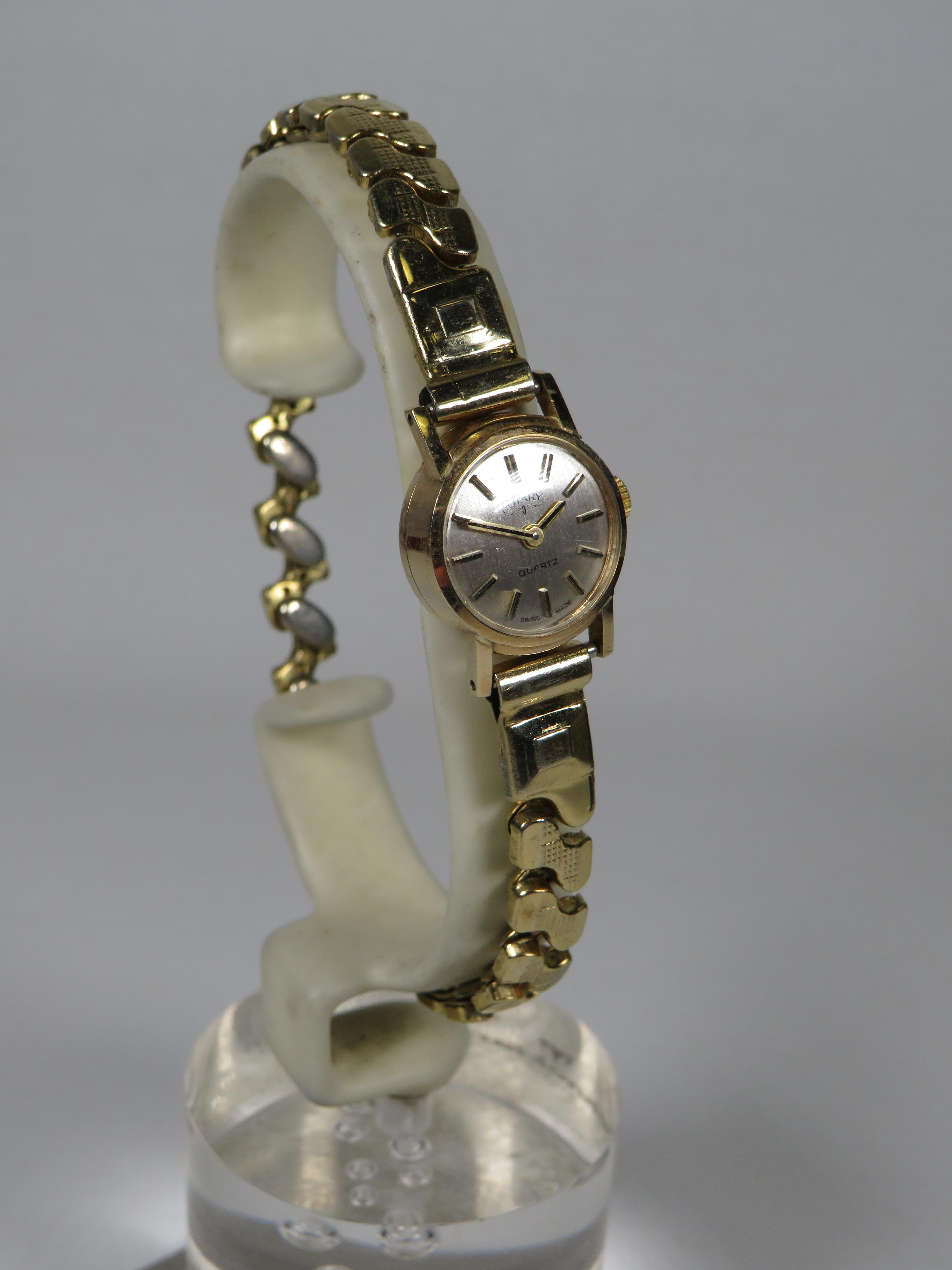 Ladies Rotary quartz watch with expanding strap. 9ct Body. May need new battery. See photos.  - Image 2 of 4