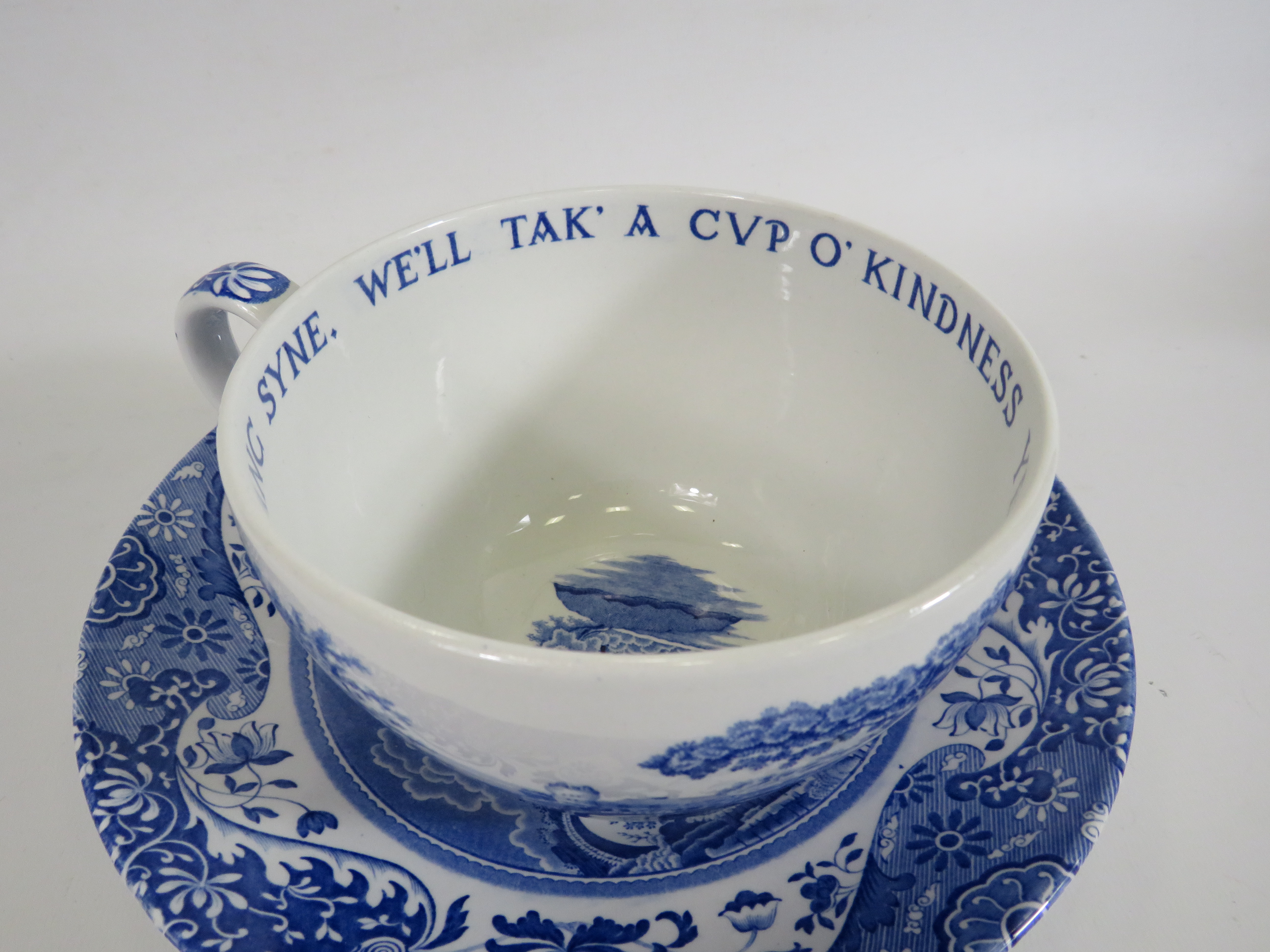 Extra large Spode blue italian pattern cup and saucer. - Image 3 of 4