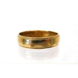 18ct Yellow Gold Plain Band.  Finger size 'R'   3.9g