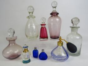 Selection of various glass perfume / scent bottles including Caithness etc.