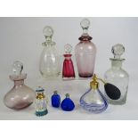 Selection of various glass perfume / scent bottles including Caithness etc.