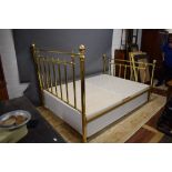 Double bed with Brass style bed base and headboard.   See photos. S2