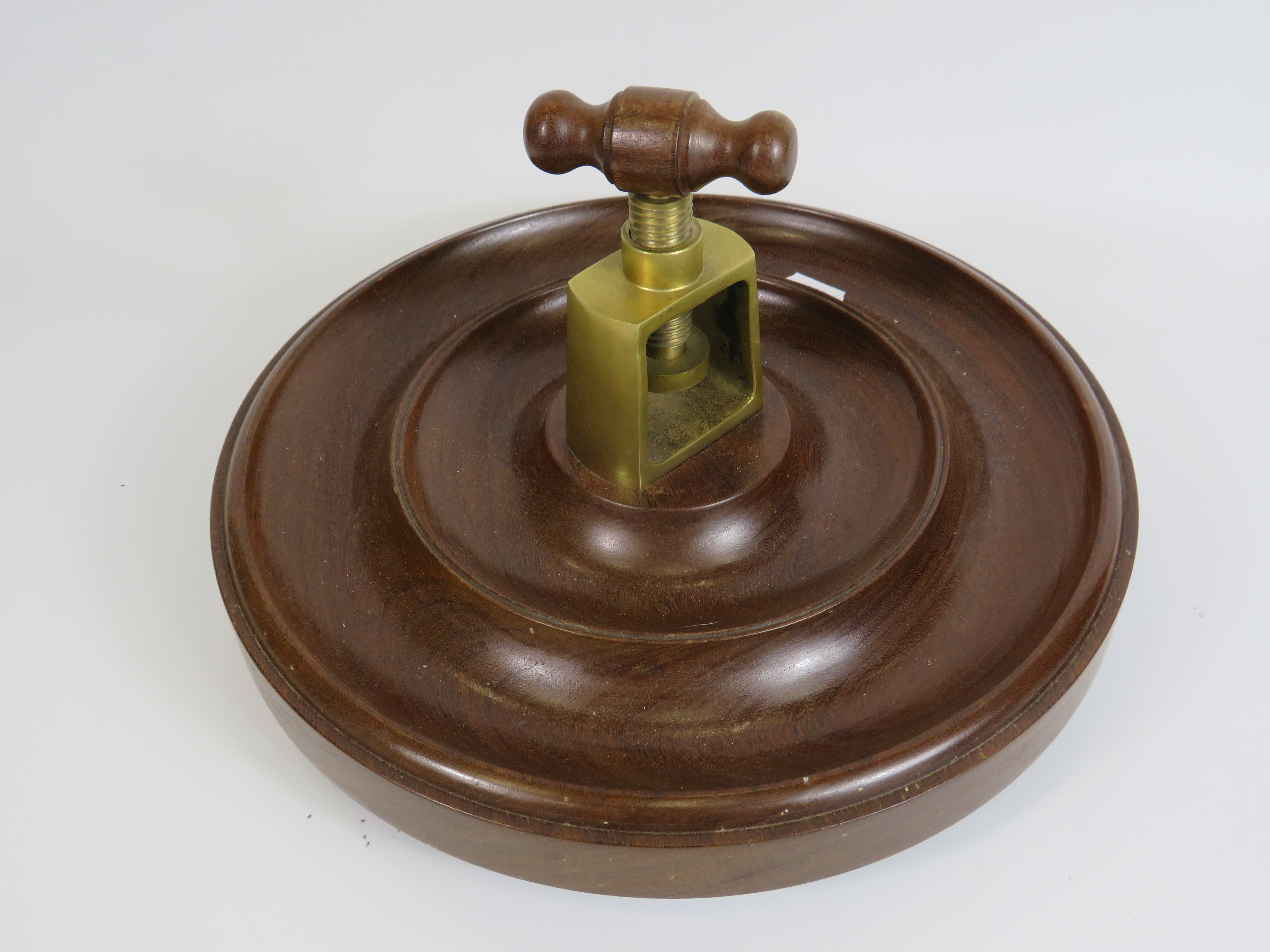 Afrormosia wooden nut cracker bowl, 29cm diameter. - Image 3 of 3