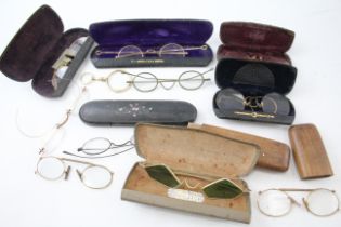 Spectacles Antique Glasses Eyewear Assorted Inc Pince Nez, Plated, Cases Joblot 681642