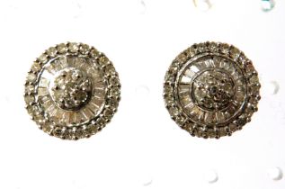 Pair of 9ct Yellow Gold Multi Diamond set Circular Studs. Each approx 15mm Diameter. 4.1g