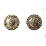 Pair of 9ct Yellow Gold Multi Diamond set Circular Studs.  Each approx 15mm Diameter. 4.1g