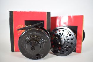 Browning Waterton fly reel with spare spool and has soft carry case instuctions and original box.