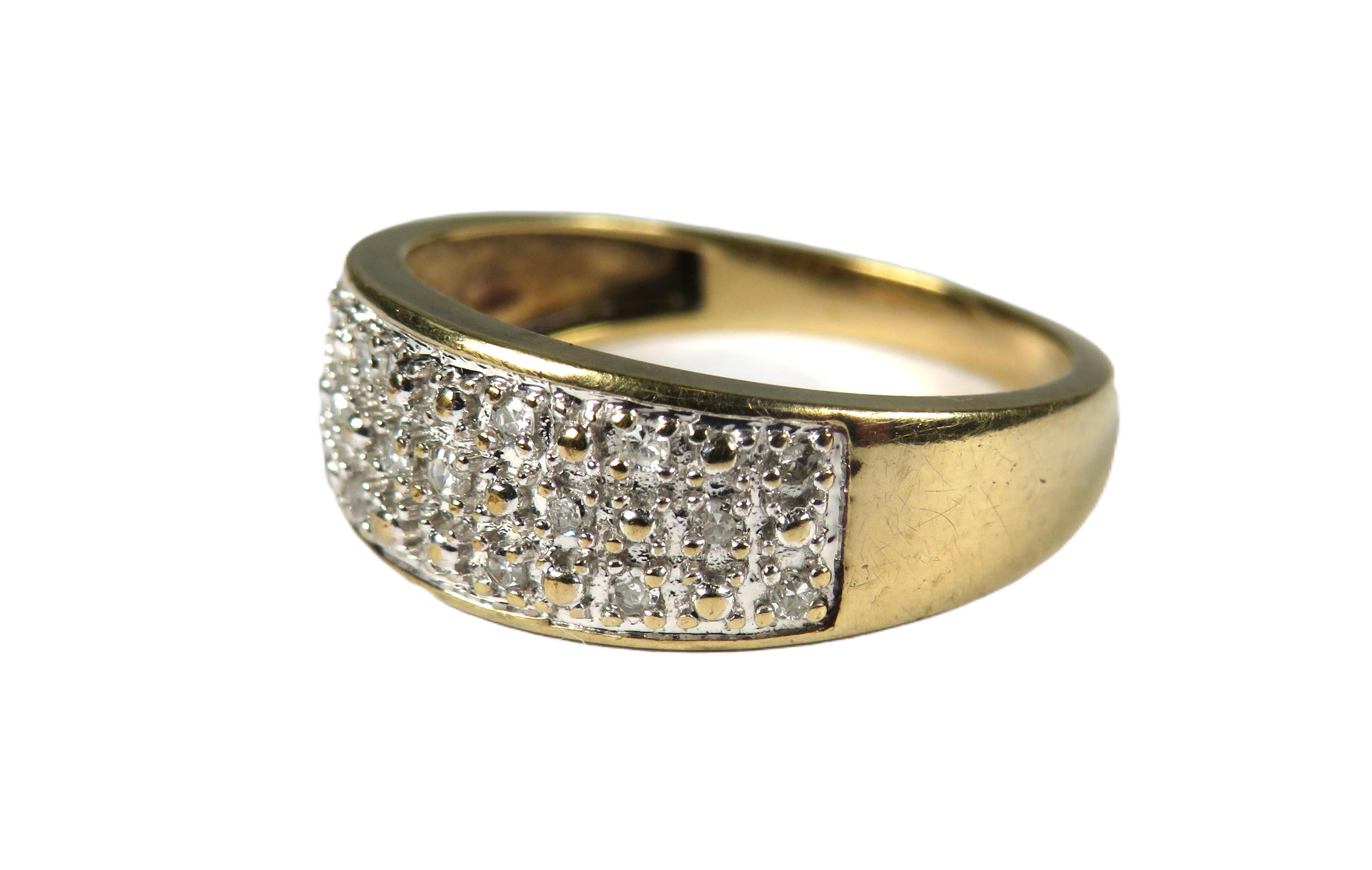 9ct Yellow Gold Multi Diamond Set band.  Finger size 'K'   1.8g - Image 3 of 3