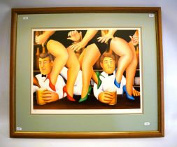 Large Beryl Cook Ltd edition print 481/850 signed in pencil by Artist. 'Dancing at the Bar' 25 x