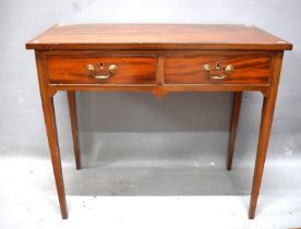 Mahogany Side table with two drawers . Raised on tapered legs it measures approx 29 inches tall.