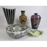 Interesting mixed lot of ceramics including Royal Doulton Lambeth vase (repair to rim) Spode Italian